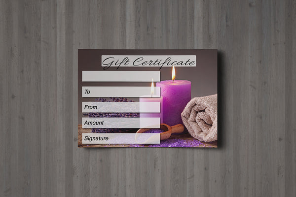 Gift Voucher Card for Massage/Beauty Salons, Hairdressers, Therapists - Spa design