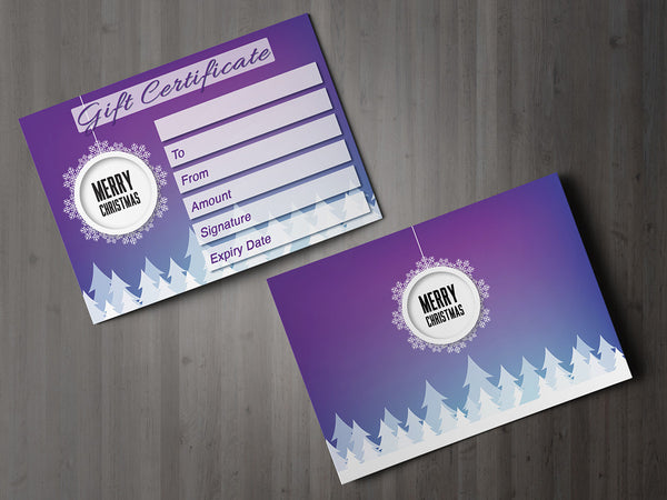 Christmas Gift Voucher Card for Massage/Beauty Salons, Hairdressers, Therapists