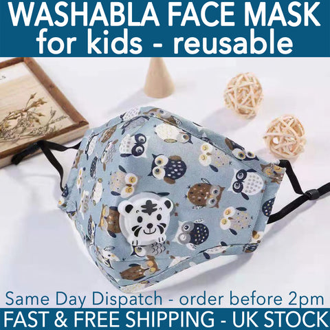 Face Mask Cover for Kids - Compatible with PM2.5 filters- UK Stock