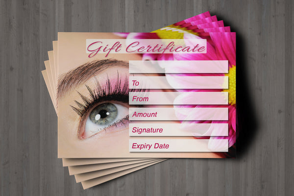 Gift Voucher Card for Makeup / Beauty Salons, Eyelash Extension, Lash Lift Treatment