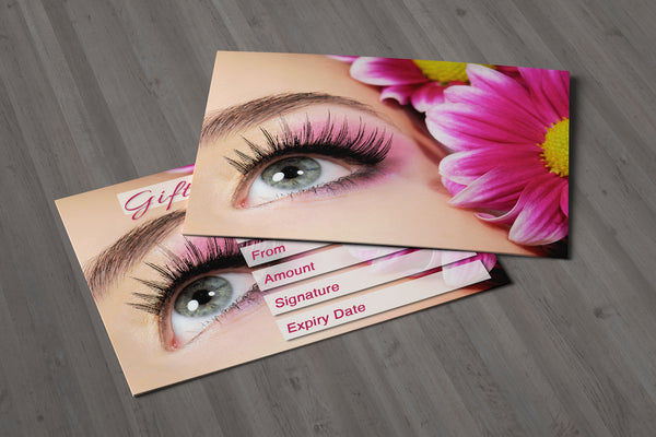 Gift Voucher Card for Makeup / Beauty Salons, Eyelash Extension, Lash Lift Treatment