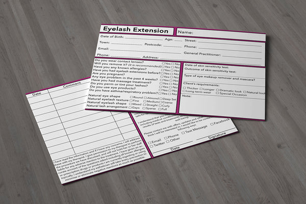 Eyelash Extension Client Card Premium Paper - GDPR Compliant
