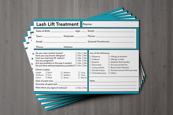 Lash Lift Client Card Premium Paper - GDPR Compliant