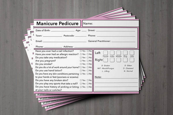 Nail Manicure Pedicure Client Card Premium Paper - GDPR Compliant