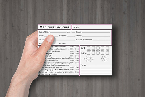 Nail Manicure Pedicure Client Card Premium Paper - GDPR Compliant