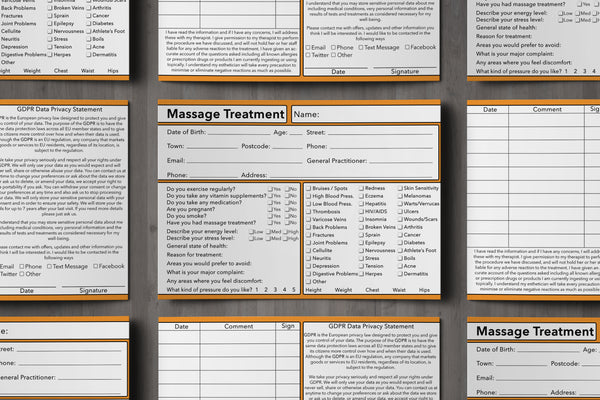 GDPR Compliant Client Card / Massage Client Cards