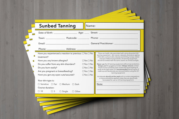 Sunbed Tanning Client Card Premium Paper - GDPR Compliant