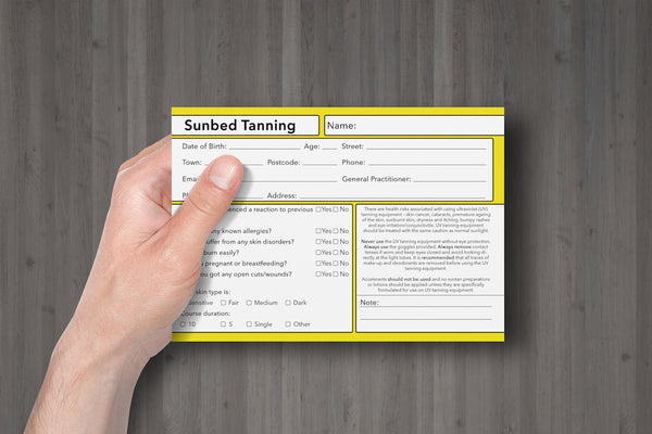 Sunbed Tanning Client Card Premium Paper - GDPR Compliant