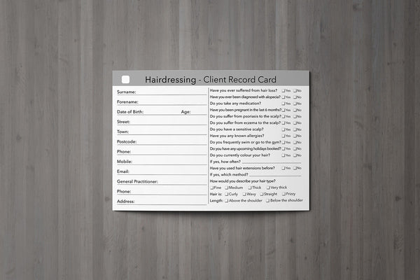 Hairdressing Client Card / Treatment Consultation Card