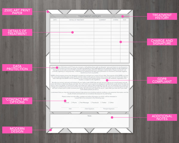 Hairdressing Client Card / A5 Large Consultation Card Form