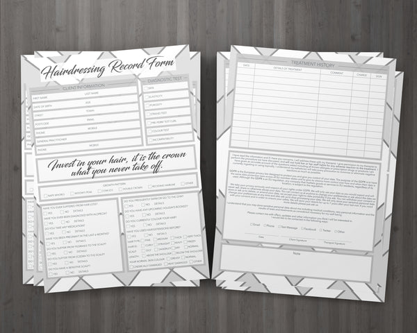 Hairdressing Client Card / A5 Large Consultation Card Form