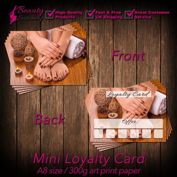 Mini Loyalty Card for Beauty Salons, Nail technicians - A8 size