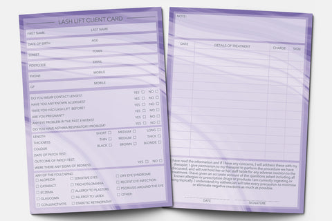 Lash Lift Client Card / Treatment Consultation Card / Portrait Design