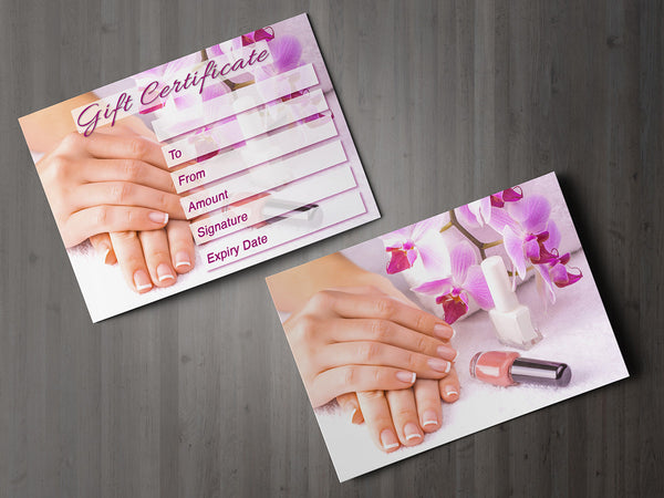 Gift Voucher Card for Beauty Salons, Nail Technicians, Therapists - Manicure Photo