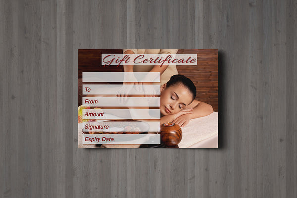 Gift Voucher Card for Massage/Beauty Salons, Therapists