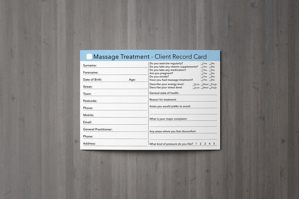 Massage Client Card / Treatment Consultation Card