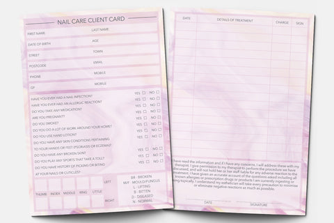 Nail Care Client Card / Treatment Consultation Card / Portrait Design