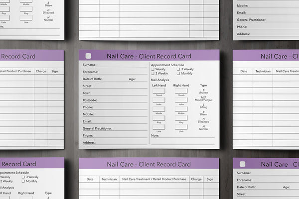 Nail Care Client Card / Treatment Consultation Card