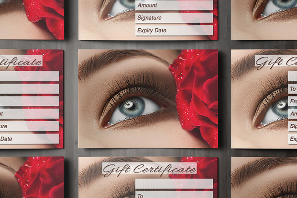 Gift Voucher Card for Makeup / Beauty Salons, Eyelash Extension, Lash Lift Treatment