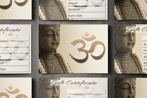 Gift Voucher Card for Massage/Beauty Salons, Hairdressers, Holistic Treatment - Buddha/Om Photo