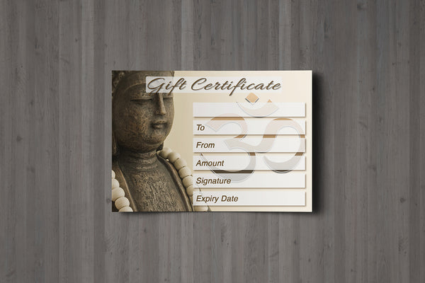 Gift Voucher Card for Massage/Beauty Salons, Hairdressers, Holistic Treatment - Buddha/Om Photo