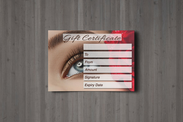 Gift Voucher Card for Makeup / Beauty Salons, Eyelash Extension, Lash Lift Treatment