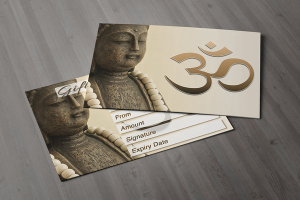 Gift Voucher Card for Massage/Beauty Salons, Hairdressers, Holistic Treatment - Buddha/Om Photo
