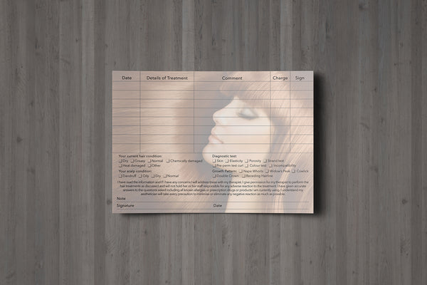 NEW Hairdressing Client Card / Treatment Consultation Card / Photo Background