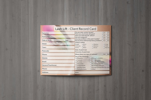 NEW Lash Lift Client Card / Treatment Consultation Card / Photo Background