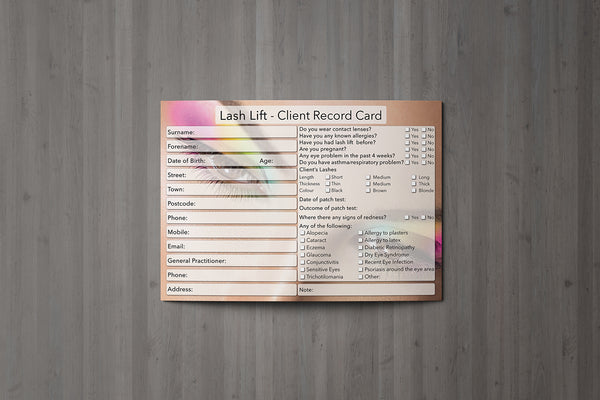 NEW Lash Lift Client Card / Treatment Consultation Card / Photo Background