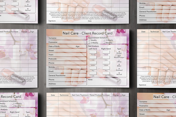 NEW Nail Care Client Card / Treatment Consultation Card / Photo Background