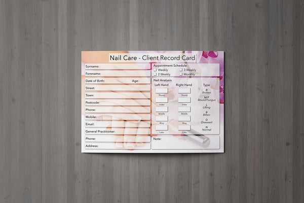 NEW Nail Care Client Card / Treatment Consultation Card / Photo Background