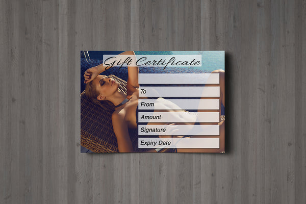 Gift Voucher Card for Solariums / Beauty Salons, Spray Tan, Sunbed, Waxing