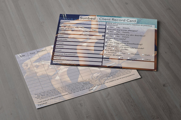 Sunbed Client Card / Treatment Consultation Card / Photo Background