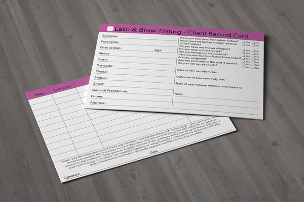 Lash & Brow Tinting Client Card / Treatment Consultation Card