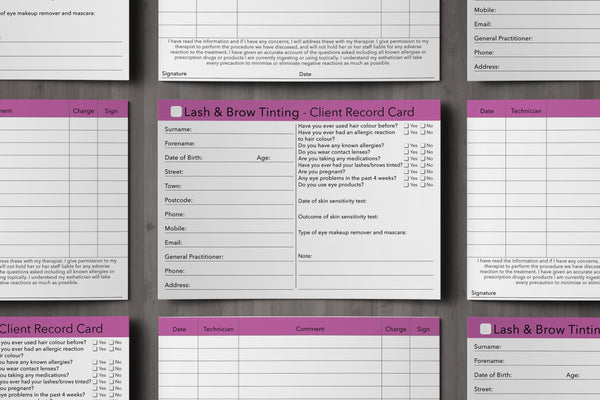 Lash & Brow Tinting Client Card / Treatment Consultation Card