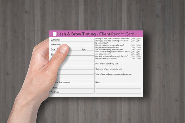 Lash & Brow Tinting Client Card / Treatment Consultation Card