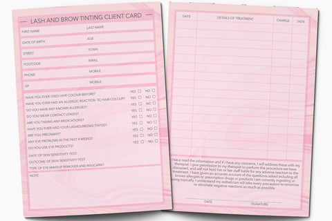 Lash & Brow Tinting Client Card / Treatment Consultation Card / Portrait Design