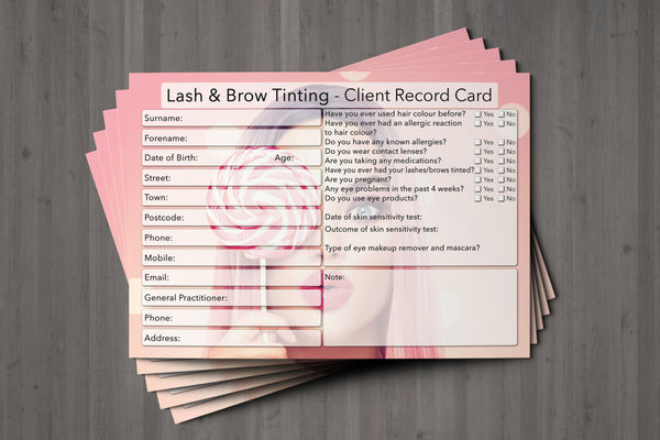 Lash & Brow Tinting Client Card / Treatment Consultation Card / Photo Background