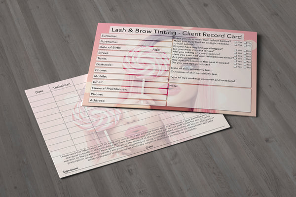 Lash & Brow Tinting Client Card / Treatment Consultation Card / Photo Background