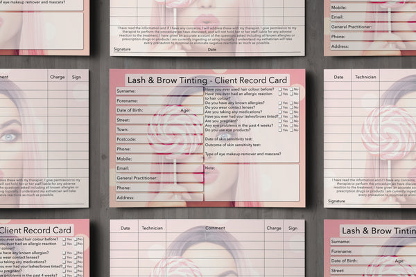 Lash & Brow Tinting Client Card / Treatment Consultation Card / Photo Background