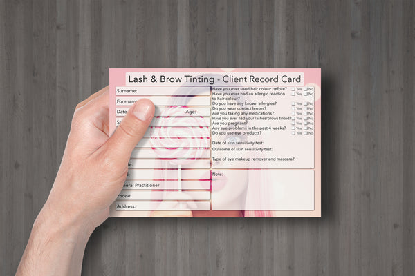 Lash & Brow Tinting Client Card / Treatment Consultation Card / Photo Background