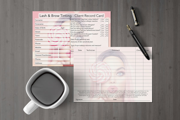 Lash & Brow Tinting Client Card / Treatment Consultation Card / Photo Background