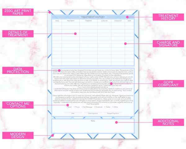 COVID-19 NHS Client Card Premium Paper A5 - GDPR Compliant