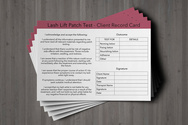 Lash Lift Patch Test Client Card / Treatment Consultation Card