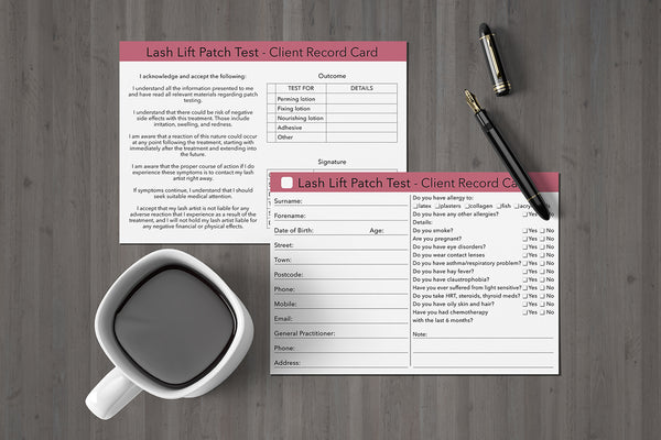 Lash Lift Patch Test Client Card / Treatment Consultation Card