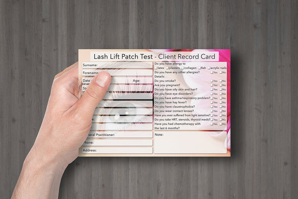 NEW Lash Lift Patch Test Client Card / Treatment Consultation Card / Photo Background