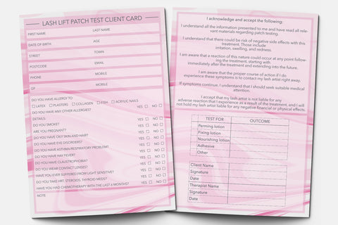 Lash Lift Patch Test Client Card / Treatment Consultation Card / Portrait Design
