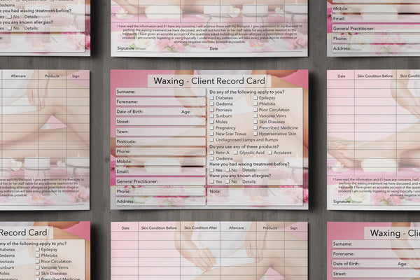 NEW Waxing Client Card / Treatment Consultation Card / Photo Background