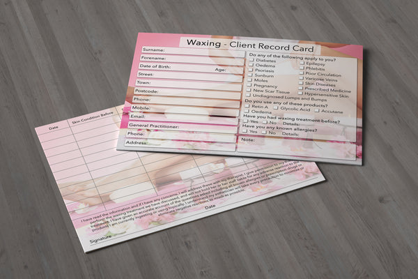 NEW Waxing Client Card / Treatment Consultation Card / Photo Background